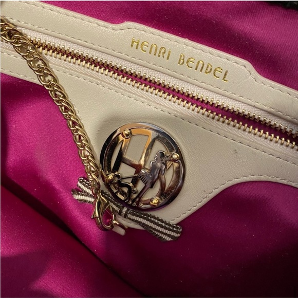 Henri Bendel Debutant shiny Black Leather Clutch Purse vintage compact mirror - Picture 7 of 14